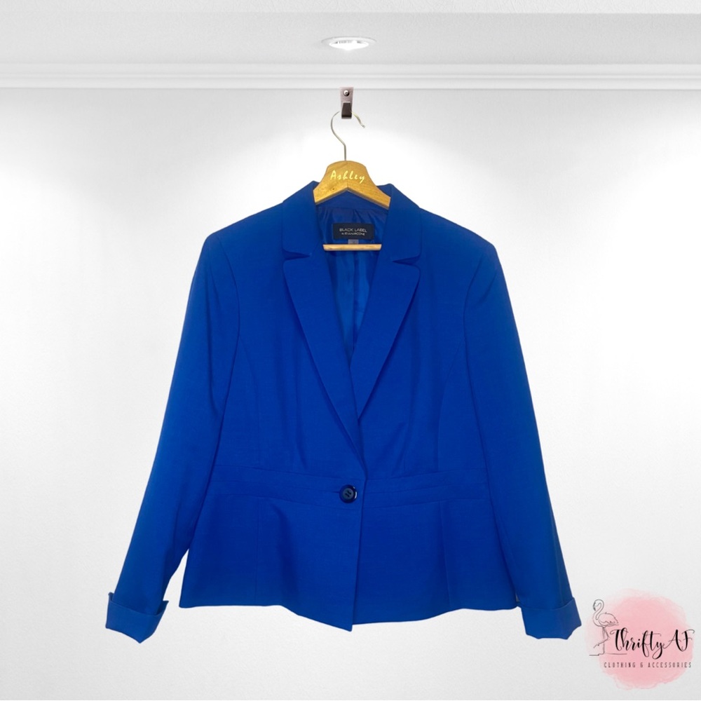 Blue Single Button Blazer by Black Label by Evan Picone
